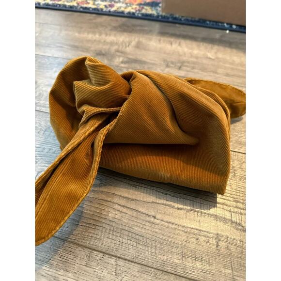 Merit Signature Cosmetic Bag Brown Corduroy Makeup Tie Top Carrying Case - Picture 2 of 3